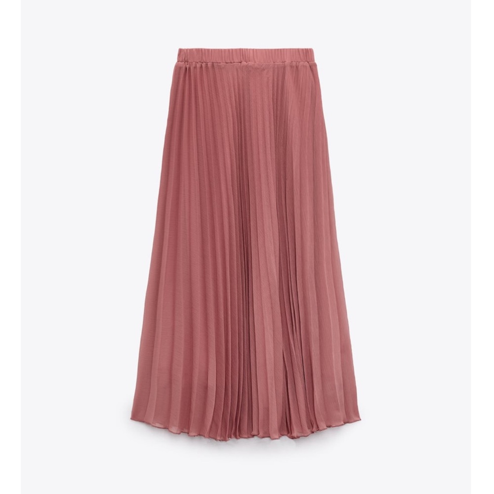 ZARA | NWT LONG PLEADED SKIRT DUSTY Pink - Picture 8 of 9